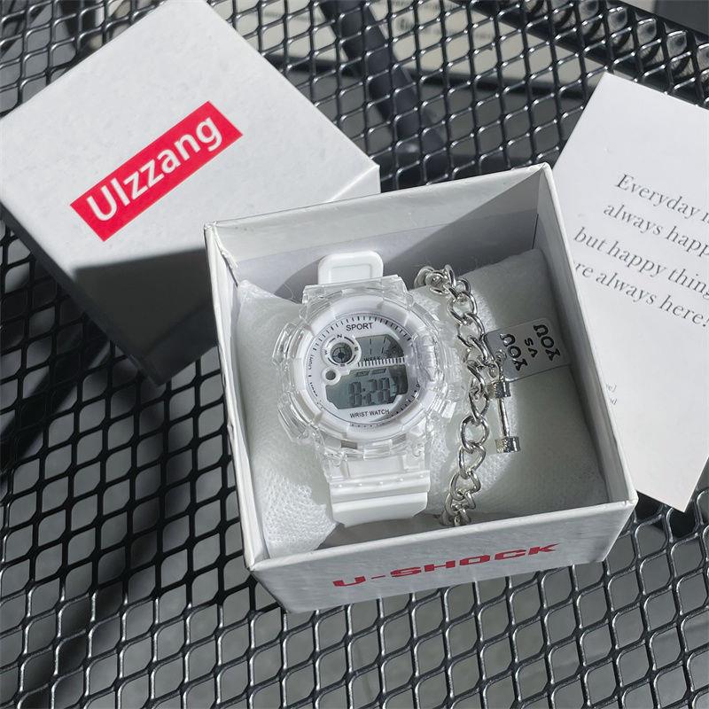 Electronic watch women's model, transparent smart sports multi-functional trend luminous watch for middle and high school students