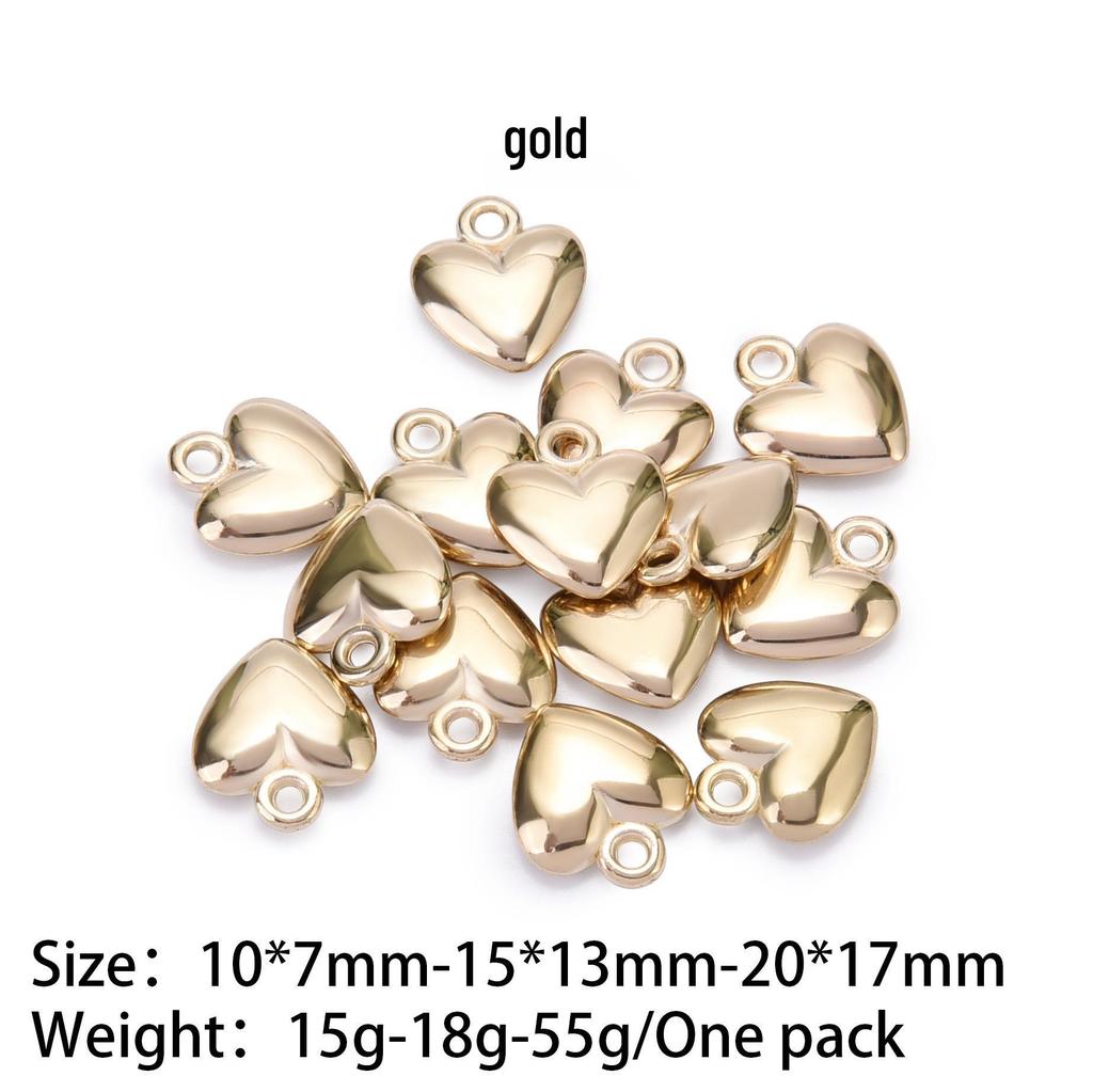 Electroplated 3D Glossy Peach Heart Pendant for DIY Necklace and Earrings Accessories