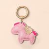 Women Leather Charms Bag Pendant KeyChain Cartoon Pony Rocking Horses Keyring Cute Animal Ornament Accessories