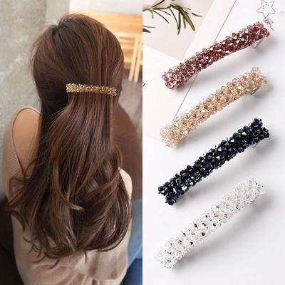 Fermagli per capelli a molla in cristallo di colore dolce Spilli Perline fatte a mano Mollette per capelli per donne Ragazza Moda Accessori per capelli semplici Copricapo