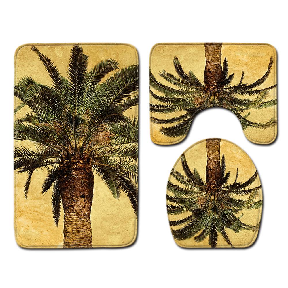 Beach Coconut Ocean View Printed Toilet Carpet Bathroom Decorative Absorbent Floor Mat