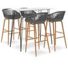 Day and Night - Day and Night High Table and Bar Stools 5 Pieces White and Gray