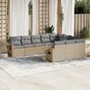 Vidaxl 10-Cz. Garden Furniture Set With Cushions, Beige, Poly Rattan