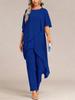 1116 Donna europea bella casual monospalla manica a pipistrello irregolare top pantaloni completo da pendolare elegante set due pezzi