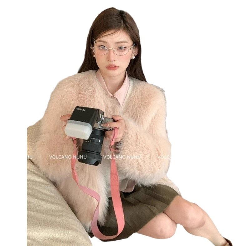 New fashion and environmental protection Tuscan long hair winter gold wind fur jacket women's light