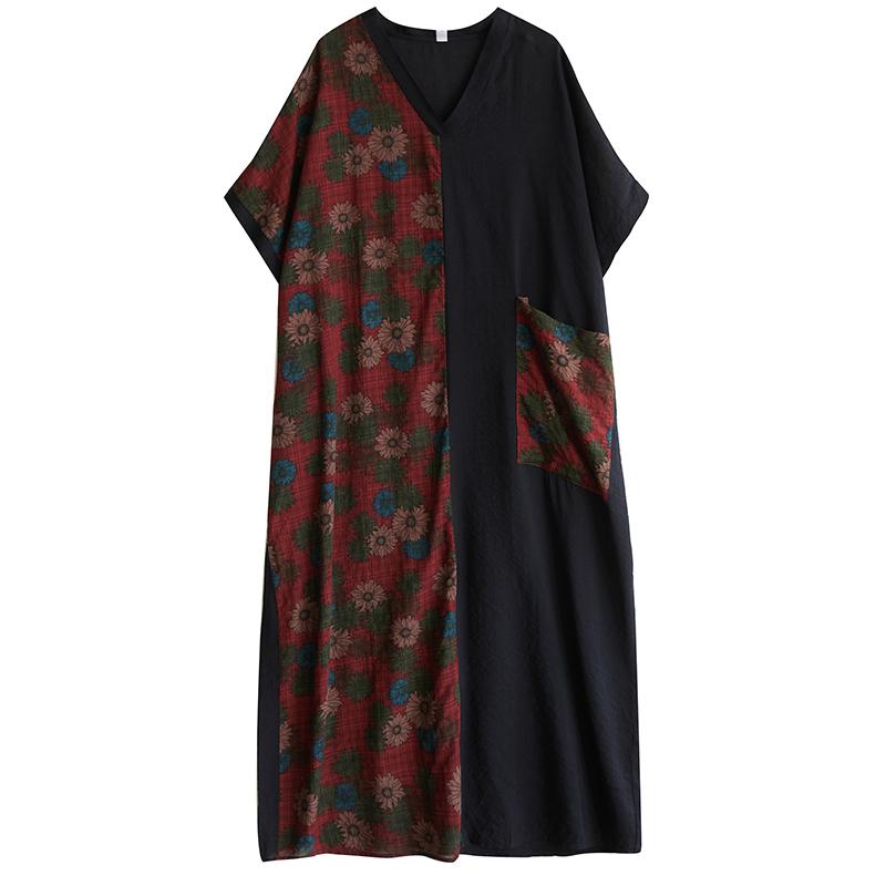 Dimanaf New Women 2025 Plus Size Summer Long Casual Dress Loose Linen Vintage Basic Maxi Dress 9839