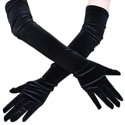 Guanti a Maniche Lunghe per Spettacolo d'Opera da Donna Guanti di Velluto Anni '20 Flapper Elasticizzati Lunghezza Gomito Guanti per Costume di Halloween