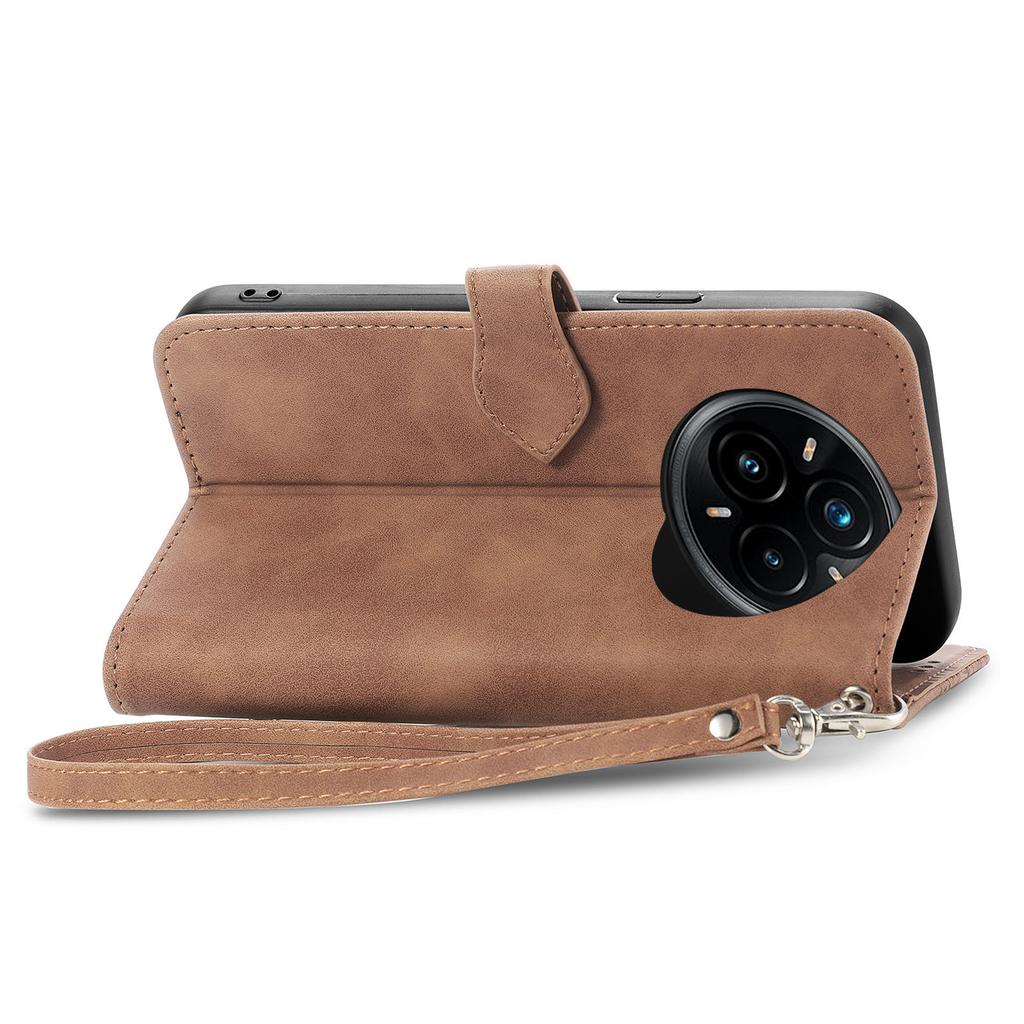 For Realme 14 Pro 5G Zipper Wallet Case with Strap Flower Imprint PU Leather Phone Cover