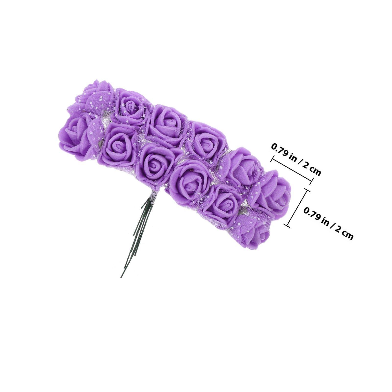 

144Pcs Artificial Rose Heads Mini Foam Roses Vivid Realistic Lightweight for DIY Wedding Decor Craft Making Faux Flower Decor фиолетовый