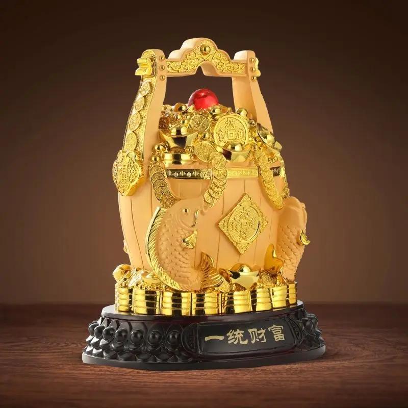Chinesischer Stil Zhaocai Reichtumsschatztopf Ornament Ein Eimer Gold High-End Zuhause Wohnzimmer Bürotisch Foyer Dekoration Geschenk
