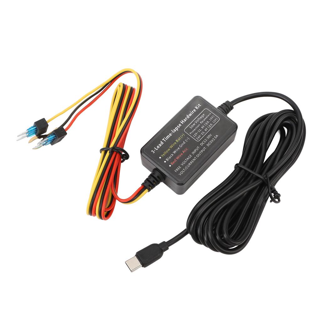 Typ-C Dashcam Hardwire-Kit 12V-30V auf 5V Stromkabel für Dashcam, GPS-Stromversorgung, Radarwarner