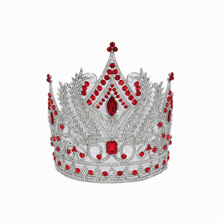 Qushine New Big Tall Crown Miss World Tall Tiara Blue Beauty Large Pageant Queen Crowns