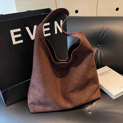 Retro Soft-faced Suede Bread Bag Women's New Autumn and Winter Popular Large-capacity Shoulder Bag Bucket Bag