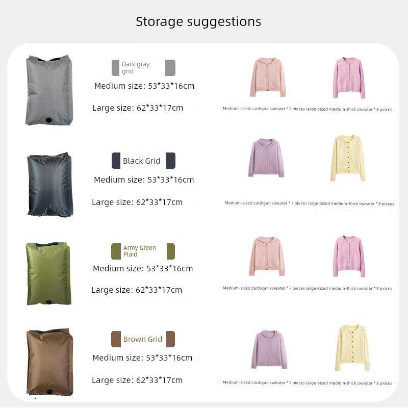 Waterproof Travel Clothing Vacuum-Free Storage Bags, Compression Bags for Seasonal Clothes, Compression Bags for Business Trips, Student Dormitories Black Grid Handle Storage Bag Wired Electric Pump