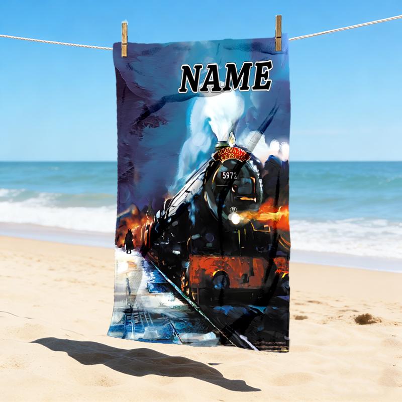 Custom Name Magic Quest Stylish Digital Printing Beach Towel Quick‑Drying Absorbent Blanket for Beach Pool Gym Travel