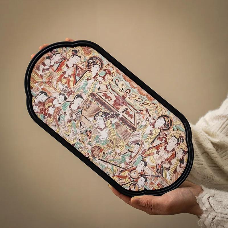 Chinese Style Absorbent Dry Bubble Tray Coffee Table Tea Tray Tea Set Accessories Retro Tea Tray Household Decoration Modern New