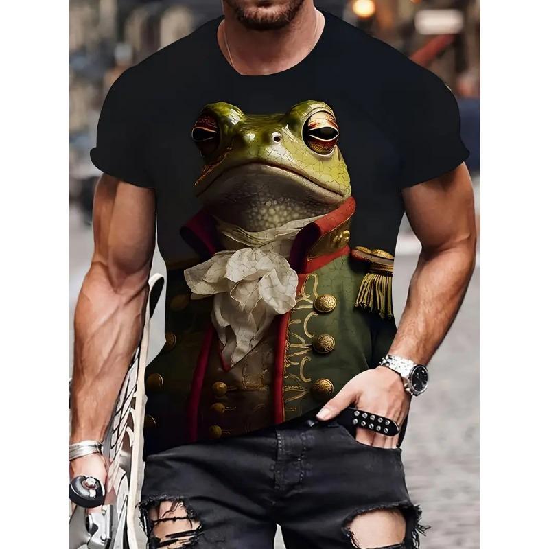 Funny Frog Pattern Printed Men s T-shirt 3D Printed Summer Casual XXS
