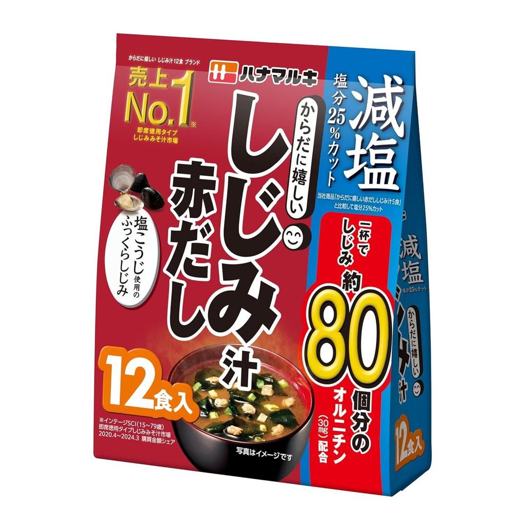 Hanamaruki Reduced Salt Body-Friendly Red Miso Shijimi Soup 12 servings 5 packs