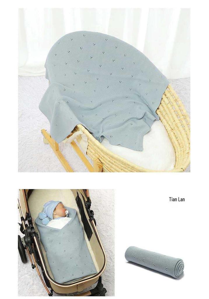 Breathable Pure Cotton Knit Baby Swaddle Blanket for Newborns