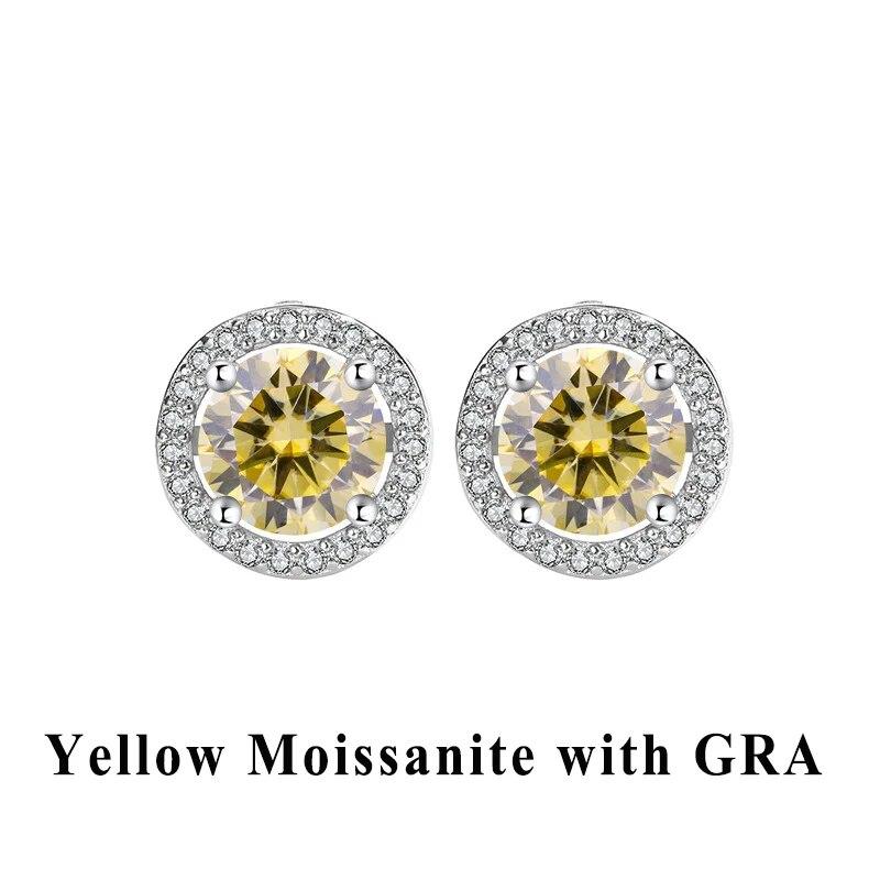 D Color VVS1 Moissanite Stud Earrings For Women 925 Sterling Silver Platinum Finish 2 GRA Certificates Moissanita Pass Diamond Tester