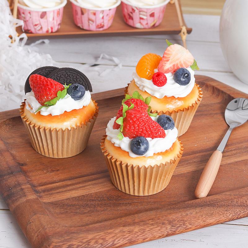 Fake Cupcake Fruit Cake Strawberry Artificial Food Simulation Refrigerator Stickers Wedding Photography Props Decoration