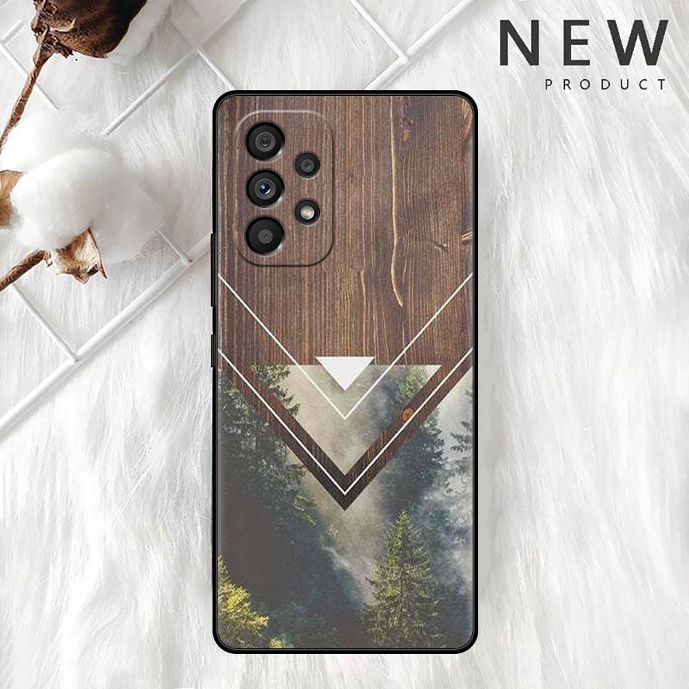 Forest Geometry Wood Nature Case For Samsung Galaxy A52 A53 A13 A12 A32 A33 A51 A21s A71 A23 A31 A22 5G Black Phone Shell