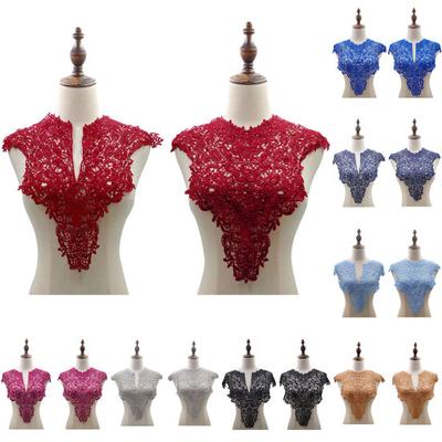 Spitzen-Fake-Kragen, bestickte Corsage, hohles Design, große Blumen, abnehmbarer Kragen vorne/hinten, Spitzenapplikation, weiblicher Charme für Nähwerkstatt