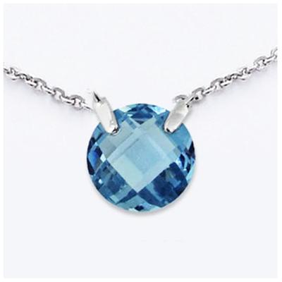 [J3555] - Silver Necklace 'Linda' Aquamarine Silver (rhodium-plated) - 10 Mm