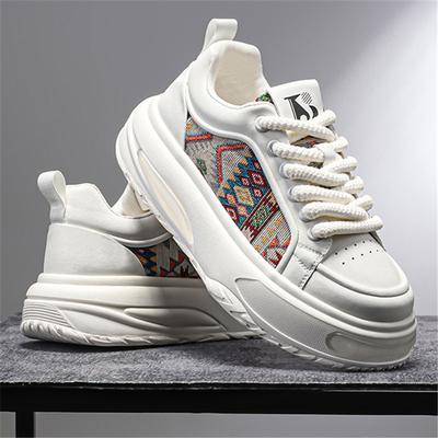 Mode Neue Herren Gemischte Farben Schnürschuhe Patchwork Leder Dicke Sohle Schuhe Männlich Sport Walking Sneaker Schuhe Zapatos Hombre