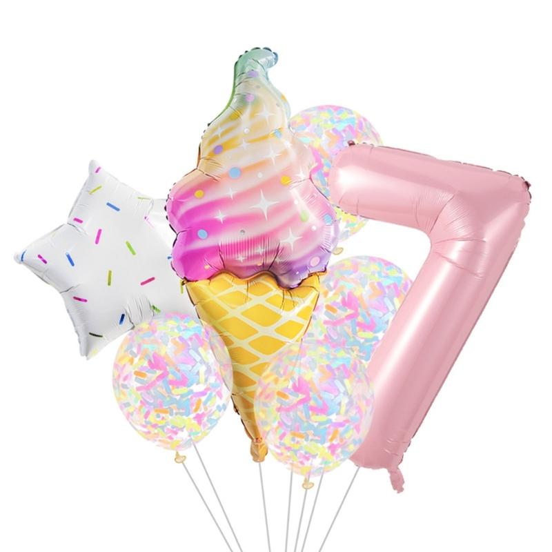 Aluminum Foil Balloons with Star and Ice Cream Designs Easy Inflation for Children Parties and Event