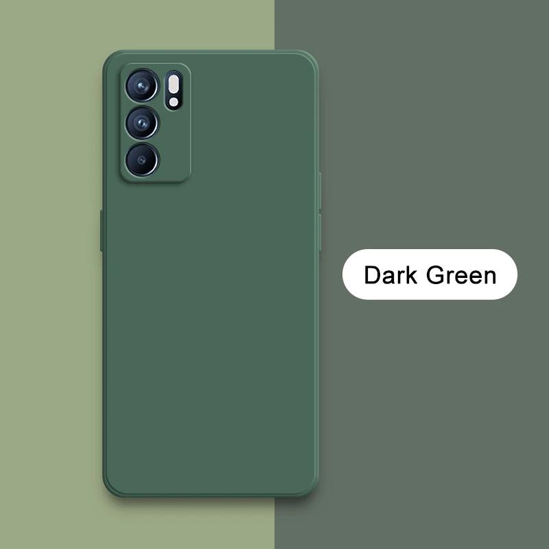

Квадратний рідкий силіконовий чохол для OPPO Reno 5 6 Pro Plus 5K 5Z 360 Protective Phone Back Cover Reno5 Reno6 6Pro Shockproof Fundas Reno 6 5G темно-зелений колір