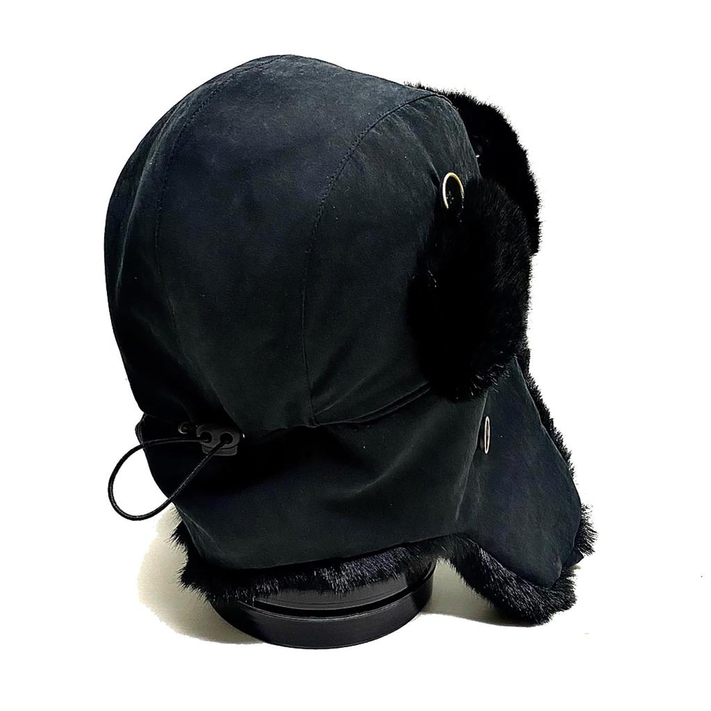 Ruben Black Collection Pilot Flight Cap, Fur Aviator Cap, Custom Sizes Available, XL (63cm), Black