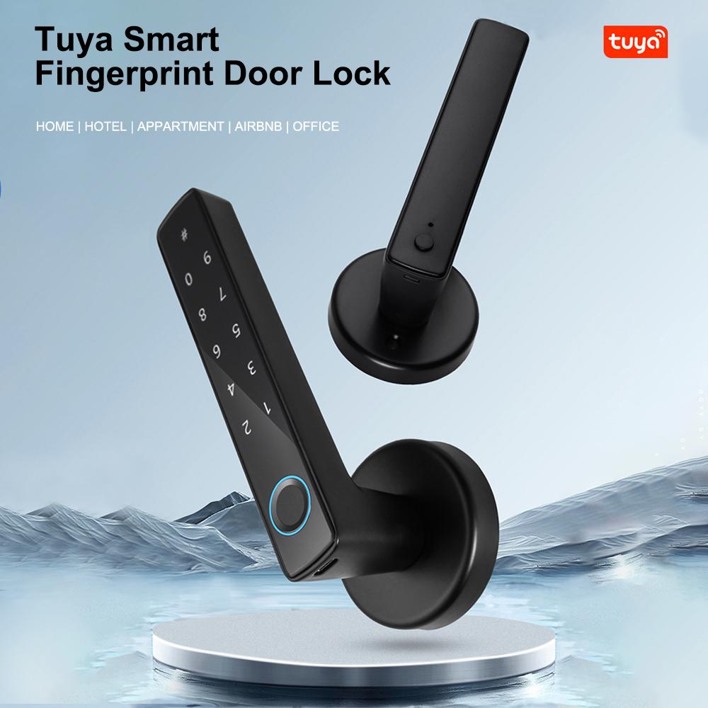 Wafu Smart Lock Keyless Entry Door Lock Handle Password Door Lock Tuya App Remote Operation BT 4-in-1 Keyless Biometric