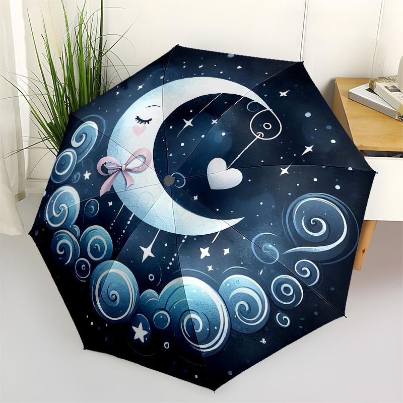 1pc Moonlit Whimsy Umbrella with Plastic Handle,Vibrant Cartoon Pattern,Multi-functional UmbrellaPT213