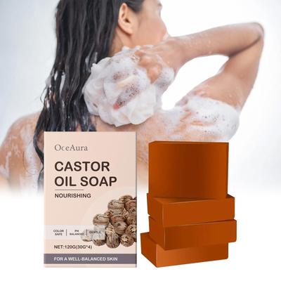 Castor Oil Nourishing Soap Bar – pH-Balanced Gentle Cleanser for Face & Body – 120g (4 X 30g Travel-Sized Bars)