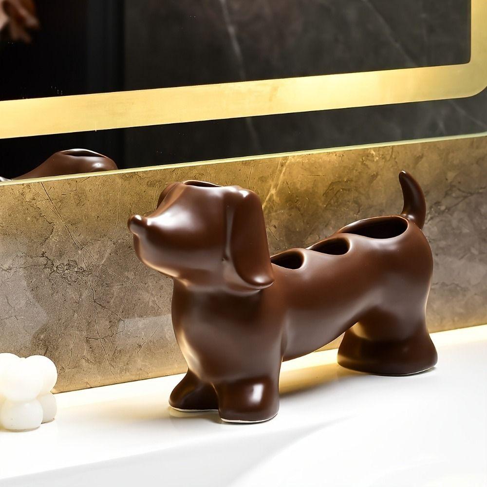 Space Saving Dachshund Toothbrush Holder Ceramic Electric Toothbrush Holder  Sink