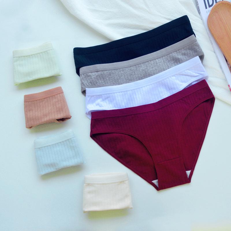 Women's Plus Size Mid-Waist Pure Cotton Solid Color European & American Style Triangle Panties