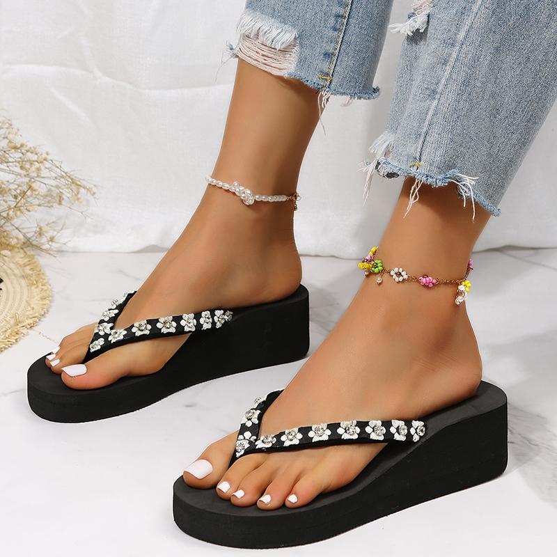 Fashion Women Summer New Fashion Bohemian Slippers Flip Flop Platform Wedge Sandals Beach Simple Leisure Women Shoes Home Slides Women
