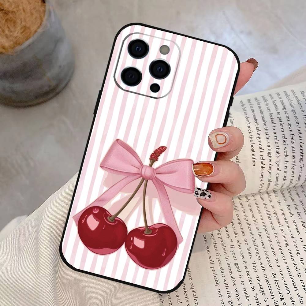 Cute cherry Phone Case Silicone Soft For IPhone 17 16 15 14 13 12 11 X XR Plus Pro Max Plus