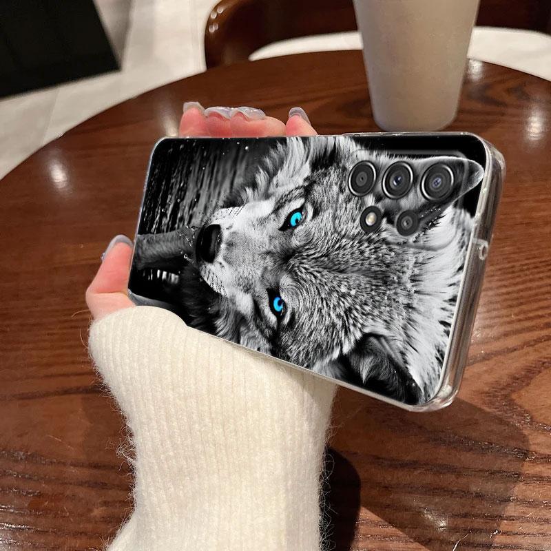 Wolf Lion Tiger Animal Case For Samsung Galaxy A55 A54 A52 A53 5G A15 A14 A13 A21S A23 51 A34 A35 A33 A32 Phone Case Clear Cover