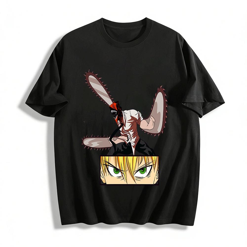 

Chainsaw Man Denji Transform Anime Print Casual Short Sleeve T-shirt Pure cotton T-shirt XXS