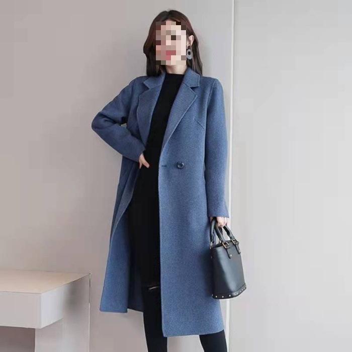 Trendy Plus Size Slim-Fit Mid-Length Wool Coat – Stylish Age-Reducing Spring/Autumn Outerwear