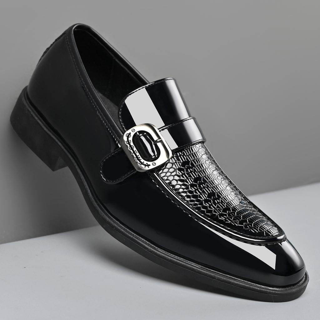 Fashion New Patent Leather Large Size Business Men's Dress Shoes Designer Soft Sole Spring Autumn Buckle Designer Men Derby Shoes