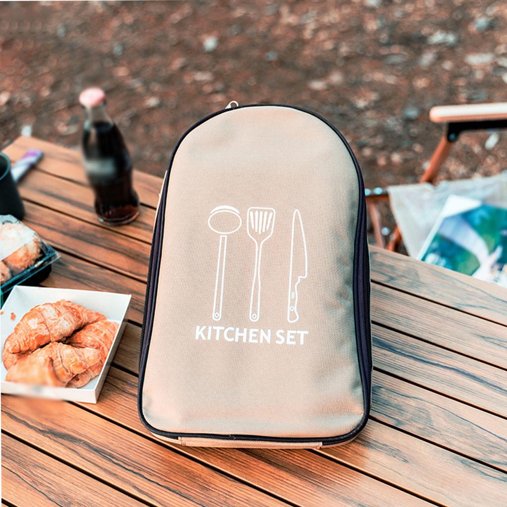 Outdoor Camping Cookware Storager Cooking Utensil Portable Oxford Kitchen Ware Storage Bag Travel Tableware Pouch