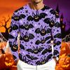 Men's Casual Long Sleeve Round Neck T-Shirt with Halloween Print for Holiday Parties