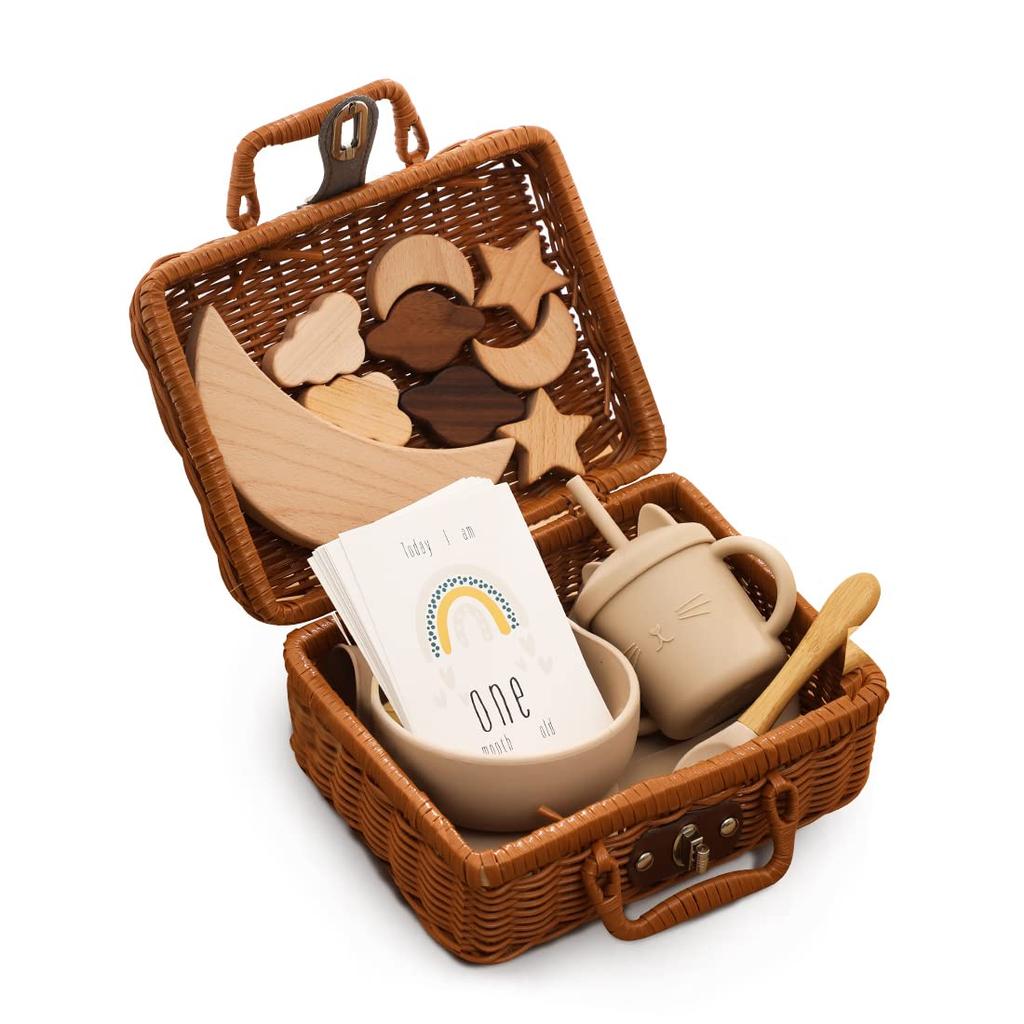 Promise Babe Baby Gifts for Boys and Luxurious Baby with Suction Food Grade Cannot Be Turned High Temperature Microwave Building Valence Educational