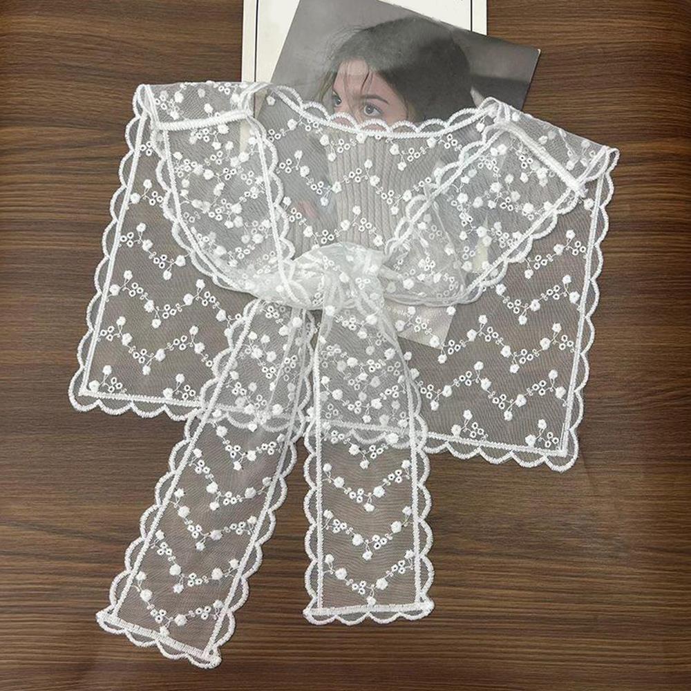 Fashion Lace Scarf Hollow Fake Collar Lace Crochet Small Shawl Women Clothes Accessories Office Lady Women Decorative Collor