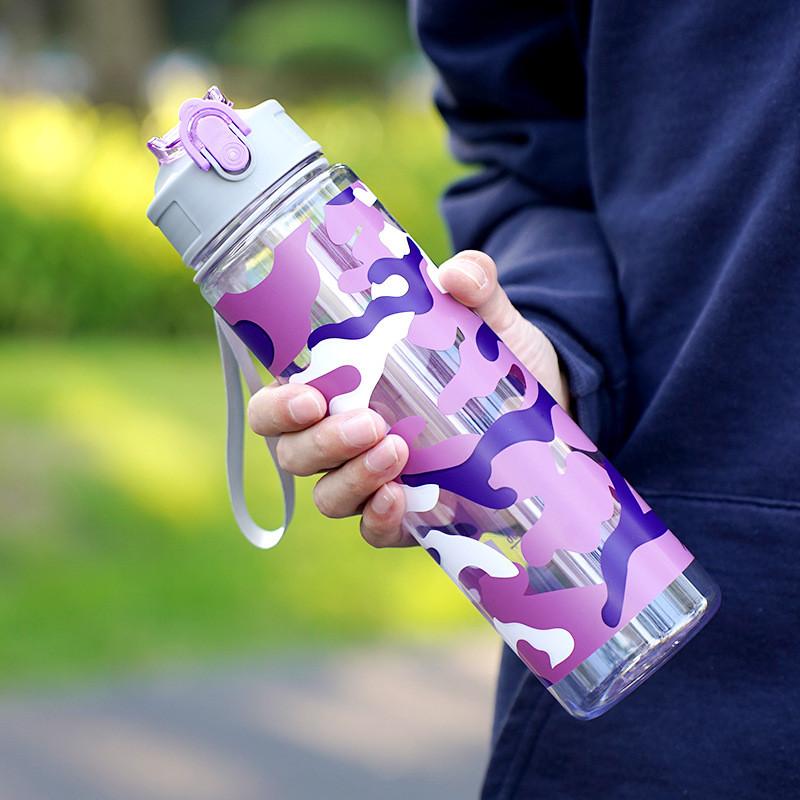 Camouflage Sports Plastic Cup With Oneclick Flip Lid For Outdoor Kids And Students