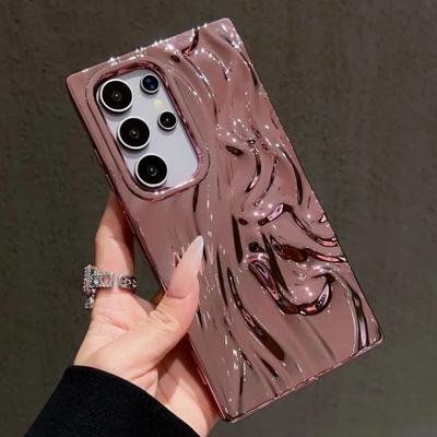 Electroplate 3D Wrinkle Phone Case For Samsung S25 S26 S24 Ultra S26 Plus S23 FE Purple Water Ripple Shockproof Cover