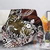Polynesian Tribal Sea Turtle Pattern Black Flannel Throw Blanket Soft Cozy Lightweight Warm for Kids Adults Travel Camping Gifts